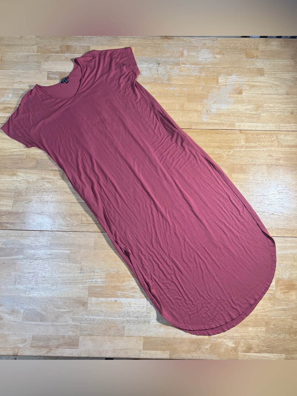 MM MM MM Maxi Dress Womens Medium M Mauve Rose Pink V Neck High Low Tee Dress